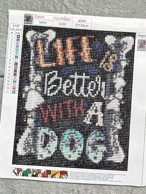 Finished & Sealed Dog Lover Diamond Art Canvas - Live Better With A Dog